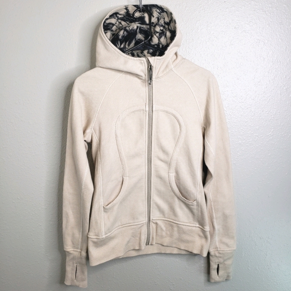 Lululemon 6 Scuba zip up hoodie jacket ivory tan